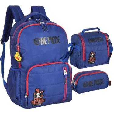 Imagem de Kit Mochila One Piece Costas Lancheira E Estojo Triplo Teen