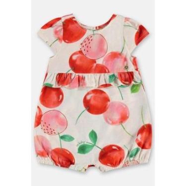 Imagem de Macaquinho Bebê Menina Em tecido Digital Cerejinhas Baby-Feminino