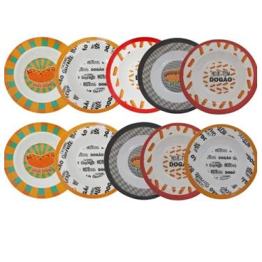 Imagem de Conjunto 10 Pratos Em Melamina Temático De Cachorro Quente - WARI