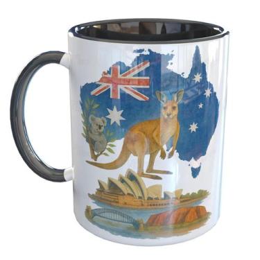 Imagem de Caneca Porcelana Austrália Lembrança - Pense Canecas, Preto
