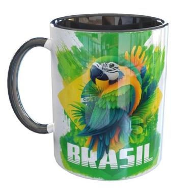 Imagem de Caneca Porcelana Arara Ave do Brasil - Pense Canecas, Preto