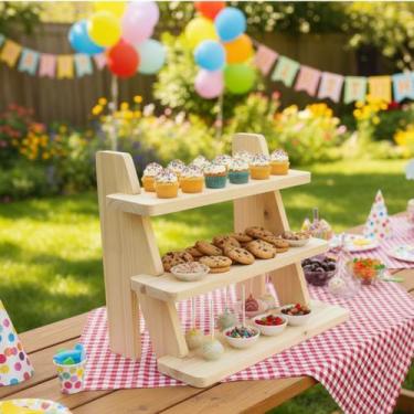 Imagem de Escadinha Porta Doces Salgado Joias Display Expositor Festa Feira Deco