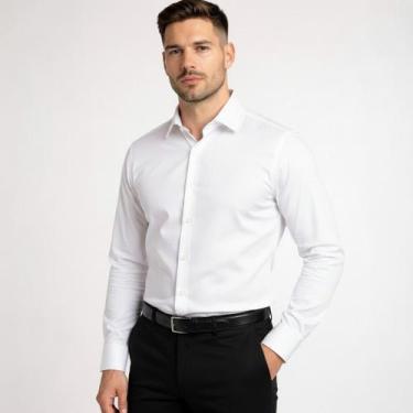 Imagem de Camisa Social Masculina Slim Premium Manga Longa - Volgue, Branco, M