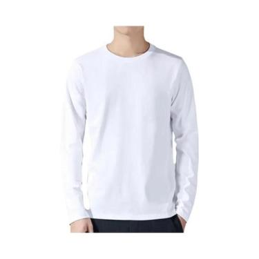 Imagem de Camiseta Masculina De Manga Longa Em Algodão, Cor Sólida, Camiseta De 