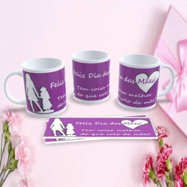 Imagem de Caneca de Porcelana 325ML Mães Estampa 118 Decorada Dia das Mães Branc