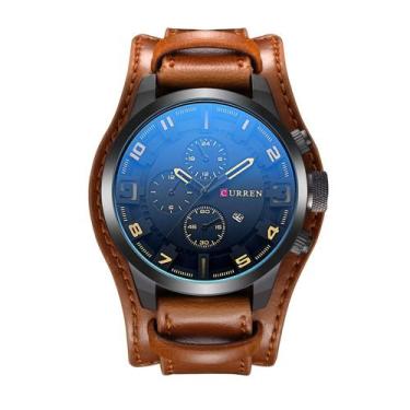 Imagem de Relógio Esportivo CURREN Masculino Pulseira de Couro, Amarelo