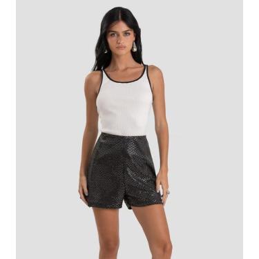 Imagem de Shorts Feminino em Malha Lantejoula Dianna Preto, P, Preto