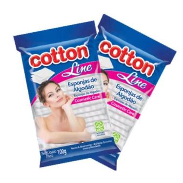Imagem de Algodão Esponja Facial 100g Macio e Absorvente Cotton Line Kit C/ 3 Pa