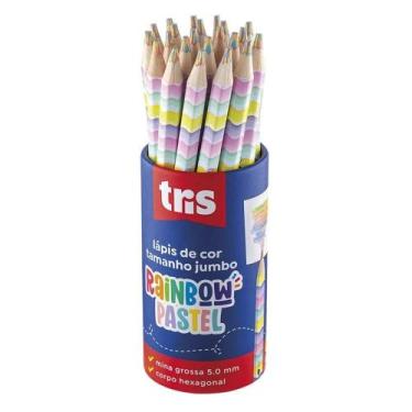 Imagem de Kit Lápis de Cor Jumbo Rainbow TRIS Cores Pastel 24 Unidades