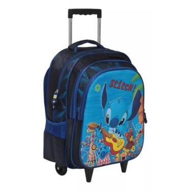 Imagem de Mochila Stitch Rodinha 3d Passeio Creche Pre Escola Azul - Plike