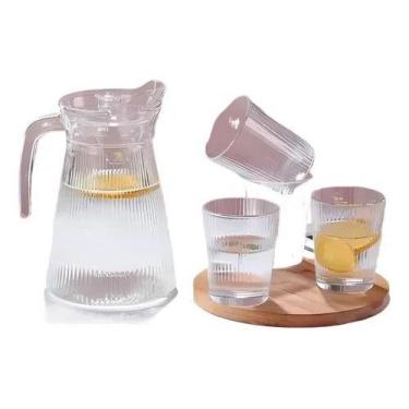 Imagem de Conjunto Jarra E Copos De Vidro 1620ml 270ml 5 Peças - Mundiart