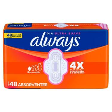 Imagem de Absorvente Always Dia Ultra Suave Fluxo Médio com Abas 48 Unidades Lev