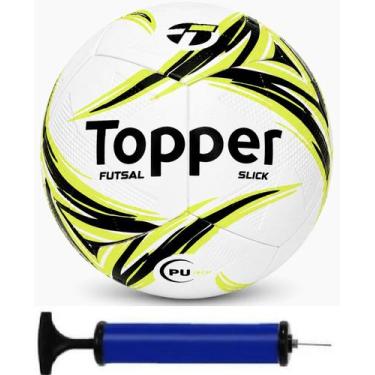 Imagem de Bola Futsal Topper Slick Dupla Colagem Original + Bomba De Ar, Amarelo