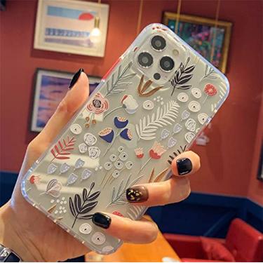 Imagem de Capa de flores para iPhone 7 8 Plus X Xs Xr XsMax 11 12 Pro Max Mini SE 2020 Capa protetora de silicone macio e transparente, A, para ipone se2020