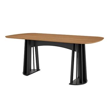 Imagem de Mesa de Jantar Luxo 6 Lugares Retangular Dalla Costa MDF Cor: Freijó com Preto Fosco