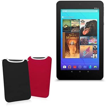 Imagem de Capa BoxWave compatível com tablet Ematic (7 polegadas) (capa da BoxWave) - SlipSuit, capa protetora de neoprene fina e macia - preto / vermelho carmesim (reversível)