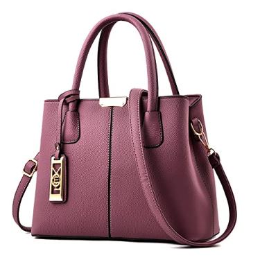 Imagem de Bolsa feminina alça superior bolsa de couro clássica bolsa transversal moda feminina elegante bolsa de ombro bolsa tote, Roxa