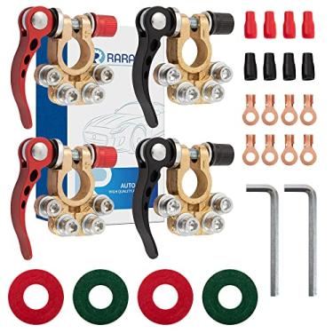 Imagem de 4 peças de conectores de terminais de bateria com especificação militar Kit de poste superior com tampa, terminais de cobre, termoencolhível e arruela pós-lavagem