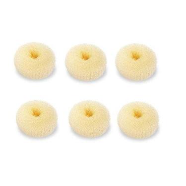Imagem de Mini modelador de cabelo Chignon Donut, 6 peças para fazer coque para cabelos curtos e finos, formas de coque bege de 5 cm para crianças e meninas
