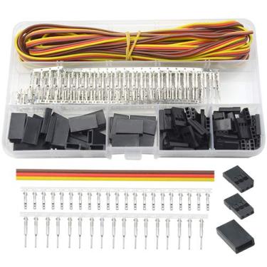 Imagem de WMYCONGCONG 30 Kits Servo Conector Cabo Servo Conector de Fio Macho Fêmea Kit com Fio Servo de 5 m 22 AWG para Conector Servo Estilo Futaba