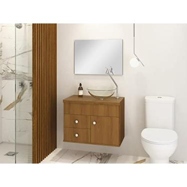 Imagem de Astral Design, Armário Para Banheiro Luna 61x46 MDF Espelho Lapidado e Cuba Vidro Cor:Freijó