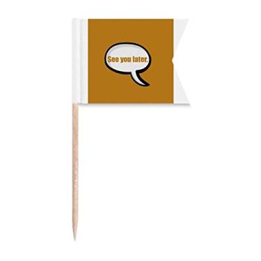 Imagem de Daily Language Chat Happy Greetings Bandeiras de palito de dente Marcação de rotulagem para bolo de festa comida prato de queijo