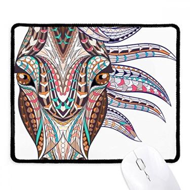 Imagem de Mouse pad com design de cavalo colorido estilo mosaico, borda costurada, tapete de borracha para jogos