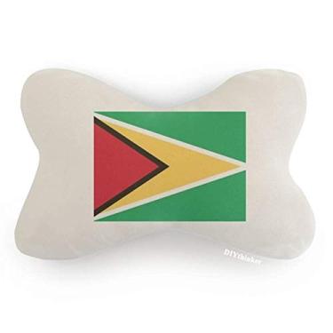 Imagem de DIYthinker Almofada para decoração de pescoço com bandeira nacional da Guiana, América do Sul e América do Sul