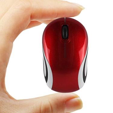 Imagem de Mini mouse sem fio pequeno para viagem óptico portátil mini mouse sem fio com receptor USB para computador laptop PC, Vermelho