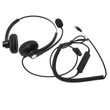 Imagem de CHICIRIS Fone de ouvido com fio, controle de linha, redução de ruído, binaural, fones de ouvido macios, leves para call center (conector de cristal)