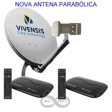 Imagem de Antena Parabólica 60 cm + 2 Aparelhos VIVENSIS VX10