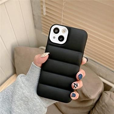 Imagem de Luxo Matte The Puffer Case para iPhone 11 12 13 14 Pro XS Max X XR Plus Down Jacket Mobile Phone Shell Soft TPU Silicone, Preto, Para iPhone 12Pro
