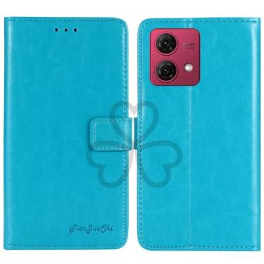 Imagem de TienJueShi Blue Book Stand Retro Flip Leather Protector Phone TPU Silicone Case para Motorola Edge 40 Neo 5G 6,55 polegadas Capa de gel carteira Etui