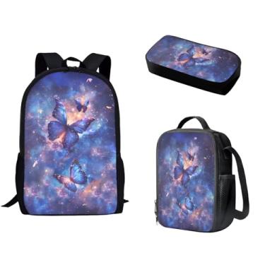 Imagem de Yewattles Mochila Galaxy Butterfly fofa para estudantes, mochila para meninas, leve, para adolescentes, mochila para laptop para meninos para escola, ótimo presente