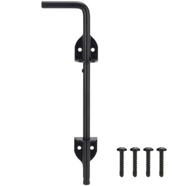 Imagem de Parafuso de bengala de 30,5 cm para serviço pesado, trava para o chão para portão de portão de cerca de madeira para portão de porta de aço sólido com acabamento preto