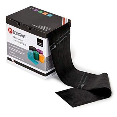 Imagem de Body Sport Faixa de exercício, rolo de 50 m x 10 cm, resistência especial pesada – Equipamento de fitness para casa e academia para alongamento, treinamento de força e fisioterapia (preto)