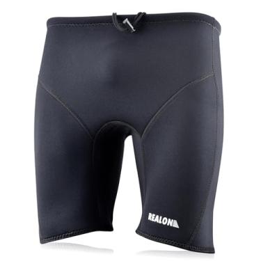 Imagem de REALON Bermuda masculina de natação de 3 mm, neoprene, mergulho, calção de flutuabilidade, esportes aquáticos, M