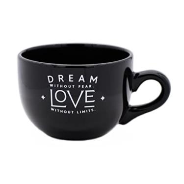 Imagem de Caneca de café de designer de cerâmica jumbo | Sonhe sem medo. Amor sem limites. | Comporta 590 ml | Segura para lava-louças e micro-ondas | Ótimo para café, chá, sopas, chocolate quente