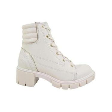Imagem de Bota Moleca Coturno Conforto Cano Curto 5338 Off-Feminino