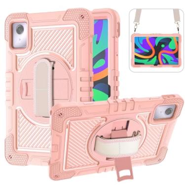 Imagem de YOUULAR Capa para tablet Lenovo Tab M11 2024 de 11 polegadas, capa à prova de choque com suporte giratório de 360° e alça de pulso, alça de ombro rosa dourado