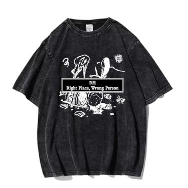 Imagem de Camiseta K-pop Rm lançada com álbum, camiseta vintage estampada lavada com desenho urbano lavado camisetas vintage unissex para fãs, 4, GG