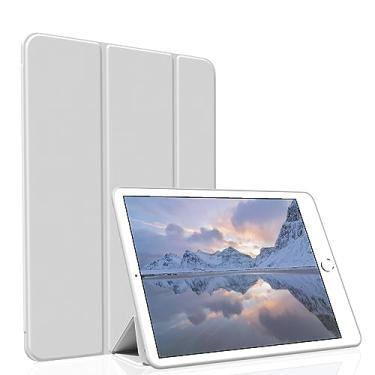 Imagem de Divufus Capa para iPad Air 2 (2ª Geração) 9,7 polegadas, capa inteligente leve e fina com suporte triplo para hibernar/despertar com três dobras, capa de TPU macio para iPad Air 2ª geração (lançado em 2014), cinza