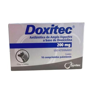 Imagem de Doxitec 200mg para Cachorro Gato Pet 16 comprimidos Doxiciclina Amplo Espectro Doença Carrapato
