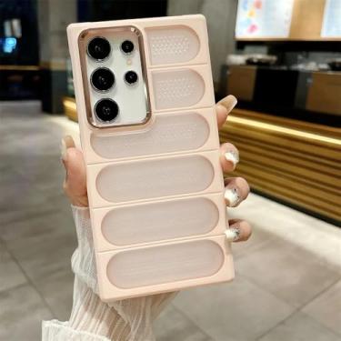 Imagem de Capa de celular com dissipação de calor, para samsung galaxy s24 s24 ultra plus, respirável, resistente, à prova de choque, rosa, para s24ultra