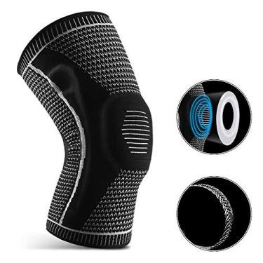 Imagem de 1 Pçs Suporte de Joelho Das Mulheres Dos Homens Joelho B Com Estabilizadores Laterais Almofada de Silicone Esportes Mangas de Joelho Para Levantamento de Peso Powerlifting Corrida