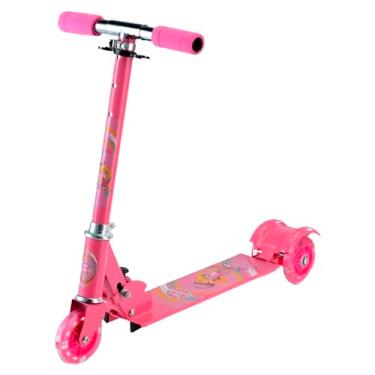 Imagem de Patinete Infantil Uni Toys, 3 rodas, Cor Rosa, Dobrável, Com Led nas Rodas