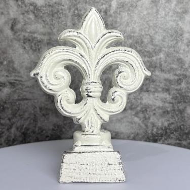 Imagem de Batentes de porta para a parte inferior da porta, batente de porta decorativo de ferro fundido pesado cunha batente de porta de metal pesado (branco retrô)