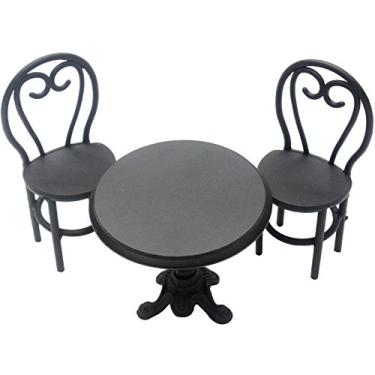Imagem de Mesa de bistrô Jardim Encharted com 2 Cadeiras Acessório Externo ou Interno Escala 1:12 Brinquedos Miniatura Micro Aquário Terrários Jardins de Fada Boneca Casa Decoração de Resina Coleção Preto