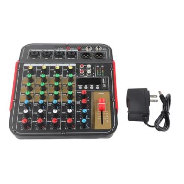 Imagem de Console de Mixagem de Controlador de DJ Digital de 4 Canais Mixer de áudio Profissional Plugue Americano AC100-240V, Material Metálico, Excelente Desempenho, Equalizador de 3