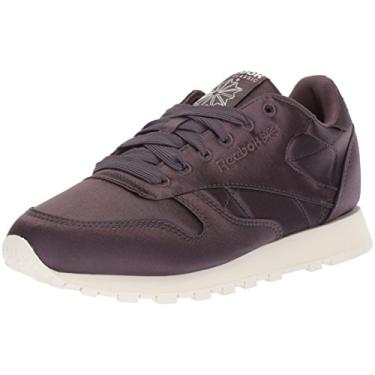 Imagem de Reebok Sapato de caminhada feminino de couro clássico, Vulcão esfumaçado/branco clássico, 6.5